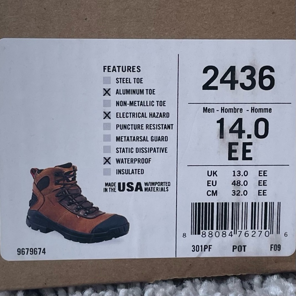 Red Wing Boots Size 14.0 EE #2436 Aluminum Toe Waterproof Electrical Hazard